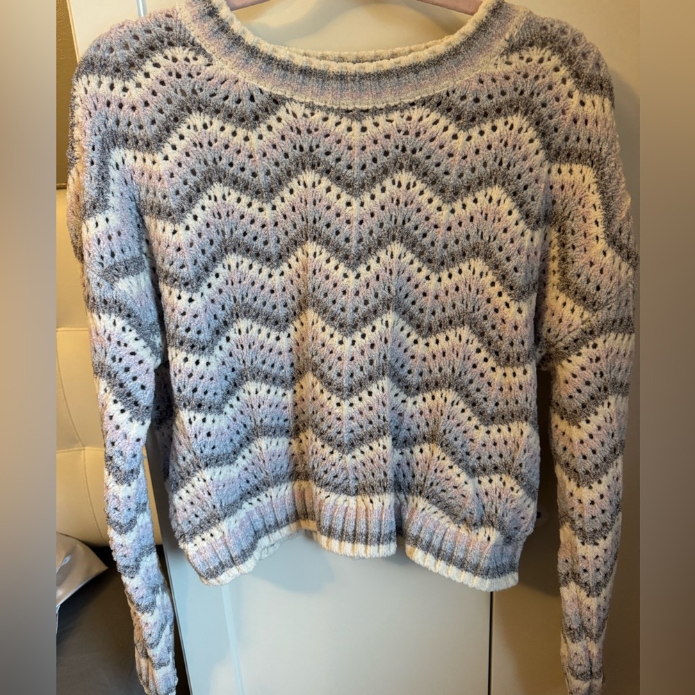 Pink Rose Pastel Chevron Knit Sweater